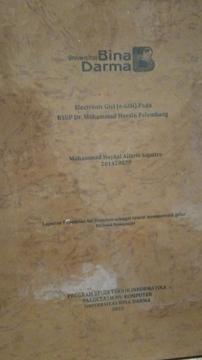 Cover Electronic Gizi (e-Gizi) Pada RSUP Dr. Mohammad Hoesin Palembang / Muhammad Haykal Alfariz Saputra