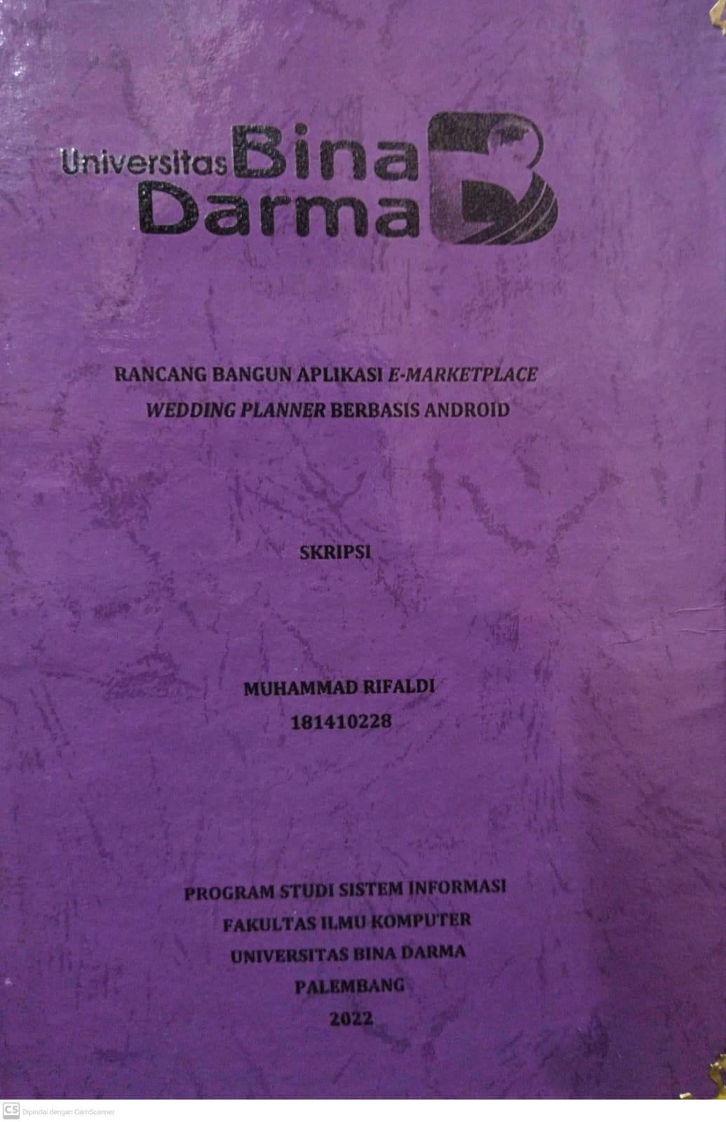 Cover RANCANG BANGUN APLIKASI E-MARKETPLACE WEDDING PLANNER BERBASIS ANDROID / MUHAMMAD RIFALDI