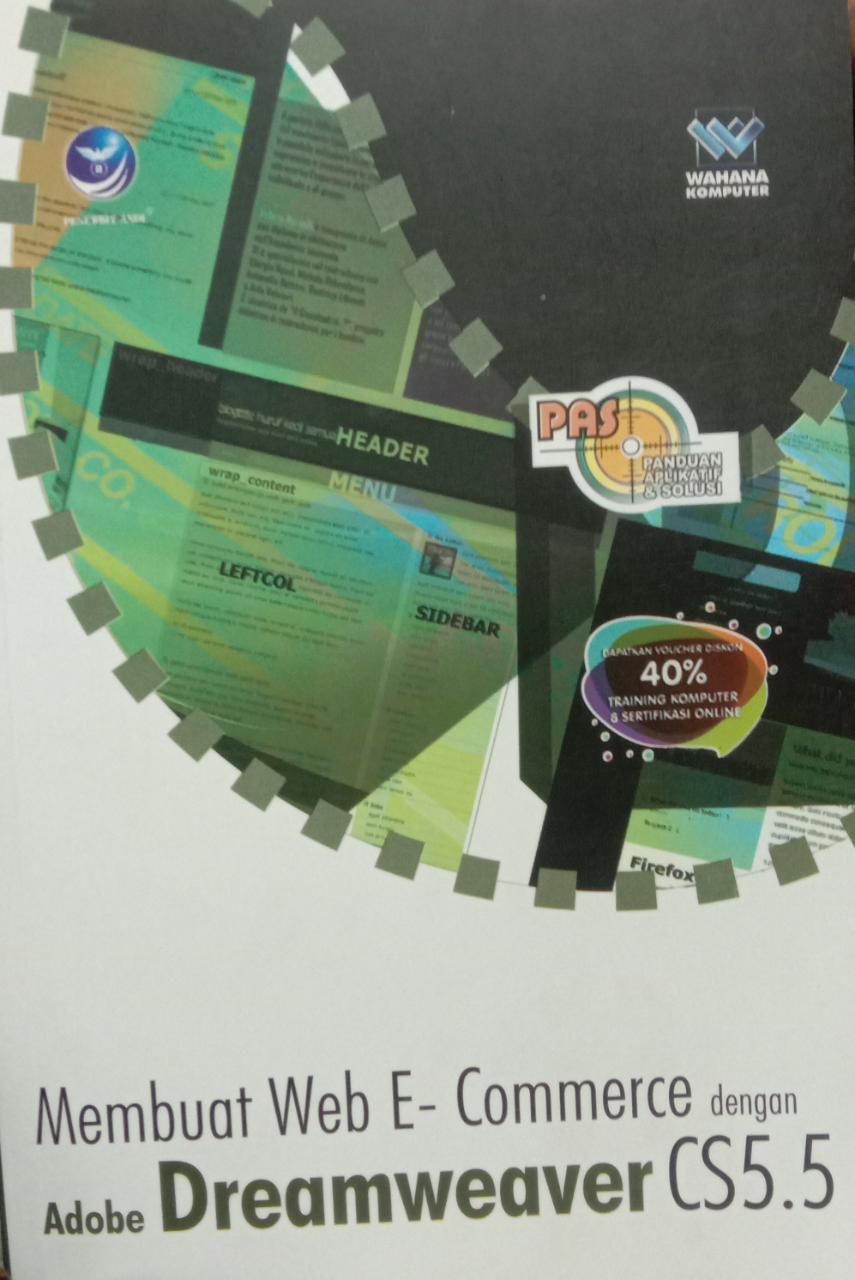 Cover MEMBUAT WEB E-COMMERCE DENGAN ADOBE DREAMWEAVER CS5.5 / Wahana Komputer